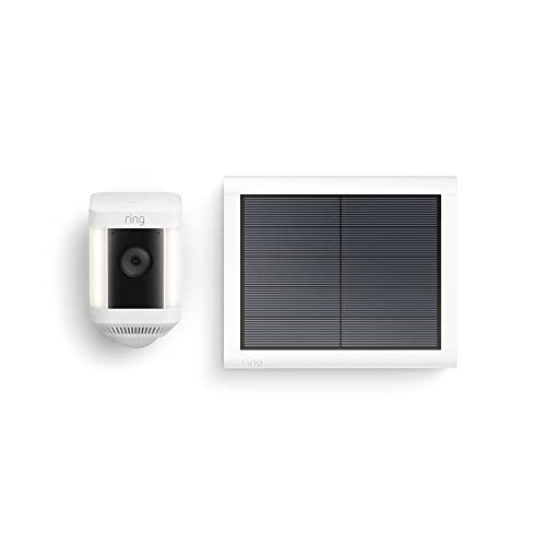 Ring videocamera Plus con faretti a energia solare (Spotlight Cam Plus) | Telecamera di sorveglianza per esterno con video HD, audio bidirezionale, fai-da-te | Ring Home: 30 gg. prova gratuita