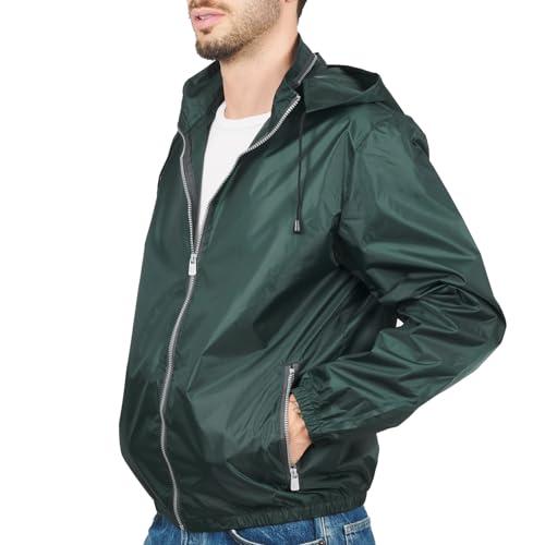 PERLETTI Giacca a Vento Donna Uomo Impermeabile - Giubbino Antivento Antipioggia Ultra Leggero con Cappuccio e Tasche - Giacca Sportiva Viaggio Unisex Outdoor Ripiegabile con Custodia (Verde, M)
