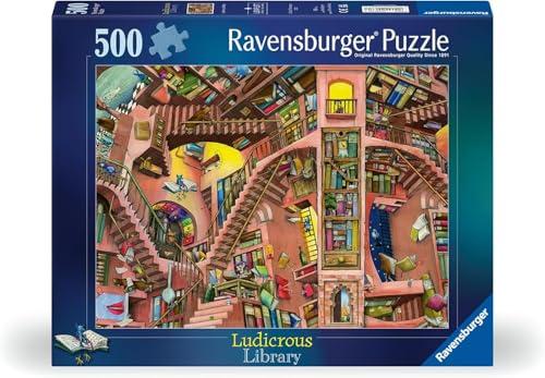 Ravensburger - Puzzle 500 Pezzi La Stravagante Biblioteca​ | Puzzle Per Adulti E Tutta La Famiglie | Dimensione Di 49x36 Cm | Regalo Adulti | Regali Natale