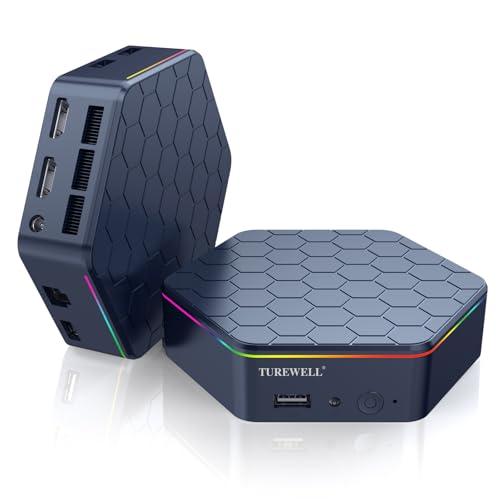 TUREWELL Mini PC, Intel Alder Lake N150 (fino a 3.6GHz, cache 6MB), 16GB DDR4 512GB M.2 SSD, Mini Computer Desktop Windows 11 Pro, USB 3.2/HDMI 2.0/WiFi 5/BT 4.2/Ethernet Gigabit per Business, Ufficio