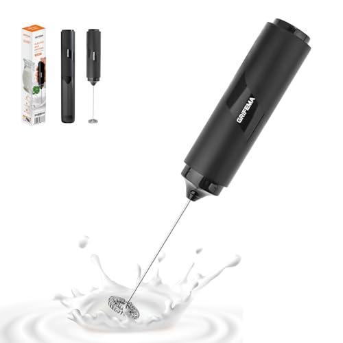 GRIFEMA Frullino Montalatte Elettrico, Frullino per Cappuccino 13000 giri/min, Funziona a Batteria, Ergonomico, senza BPA, Schiumatore Latte Elettrico per Latte, Caffè, Bevanda, Matcha