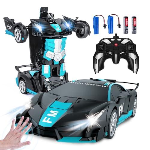 Kazzley Transform Macchina Telecomandata Giocattoli, Auto Telecomandata con Sensore di Movimento, RC Robot Car con Effetto Luce e Suono, Macchina Radiocomandata per Bambini 4 5 6 7 8 9 10 Anni
