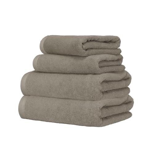 Ruggeri - Set Asciugamani 2 + 2 | Viso + Ospite | 100% Cotone Extra Morbido 500 gr - Let's Color! (Tortora)
