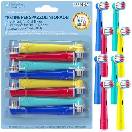8 Testine per Oral b Bambini 3-16 Anni, per Spazzolino Elettrico Oral b Bambini, Bambine, Kids, Junior - Certificate CE