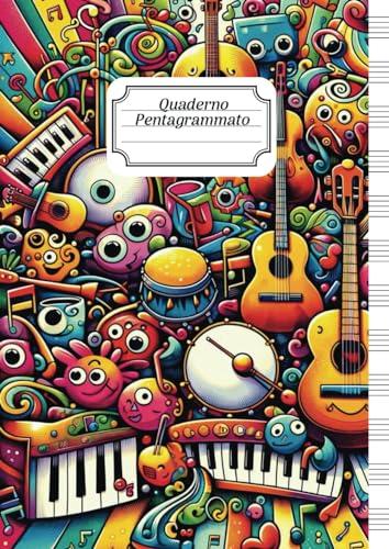 Quaderno Pentagrammato A4 di Musica | 12 Pentagrammi per Pagina | 110 pagine numerate ed indice iniziale per Bambini e Ragazzi | Scuole Elementari e Medie | Formato Grande