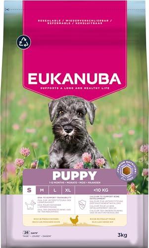 Eukanuba Mangime per cuccioli con pollo fresco per razze di taglia piccola, mangime secco premium per cani giovani, 3 kg