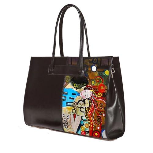 Borsa in pelle dipinta a mano – OMAGGIO AL BACIO APPASSIONATO DI SOPHIE VOGEL - Borsa Donna, Borse a spalla, Vera Pelle, Tracolla regolabile, Made in Italy, Borsa con tracolla, Lavorazione Artigianale