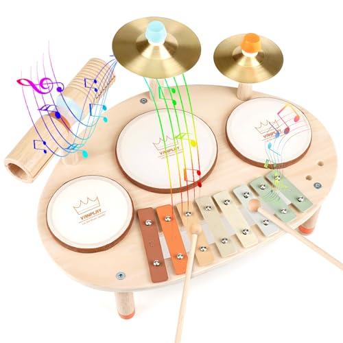 Vanplay Giocattoli Bambino Strumenti Musicali Bambini Tamburo Giochi Legno Giocattoli Regalo Bambino 3 4 5 Anni