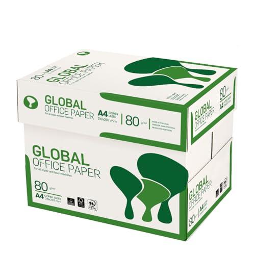GLOBAL OFFICE PAPER carta A4 per stampante - 80gr - confezione da 5 risme da 500 fogli l'una -Tot 2.500 fogli - Cartiera Navigator - Ideale per tutte le stampanti e fotocopiatrici - Bianco