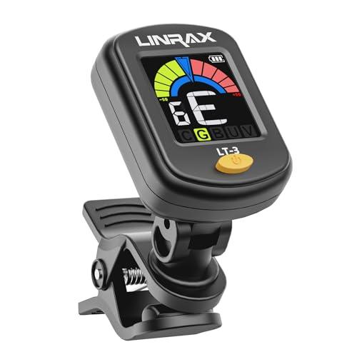 Linrax LT-3 Accordatore per Chitarra Ricaricabile, Tuner a Clip, Display a Colori, Accordatore Cromatico per Chitarra Basso Ukulele Violino Banjo Mandolino, Accordatore Digitale, Accessori Chitarra