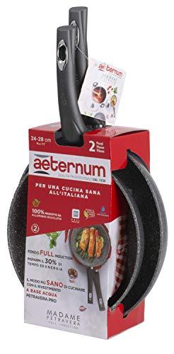 Aeternum, Madame Petravera 3.0, Bis Padelle Antiaderente, Ideale per Induzione, Diametro 24-28 cm, Full Induction, Grigio