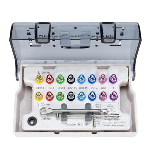MQL-HDX Kit per impianti dentali, Kit protesico con Chiave dinamometrica Universale per impianti, Valore di Coppia Regolabile 10-70 Ncm, restauro implantare Sicuro/Rimovibile