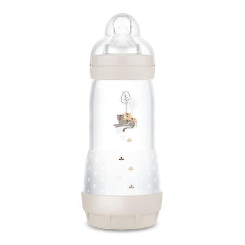 MAM Biberon Easy Start 320 ml, Biberon anticolica per allattamento misto, Riduce le bolle d'aria e il rischio di coliche, Accessori neonati 4+ mesi autosterilizzanti e con tettarella misura 3, Beige