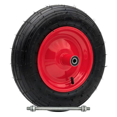 FYRKANT Ruota Pneumatica 3.50-8 per carriola | Cerchio in Acciaio | Battistrada Rigato | Diametro 35cm Larghezza 9cm Perno da 210 mm