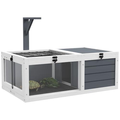 PawHut Casa per Tartarughe di Terra, Terrario Tartarughe di Terra, Grigio