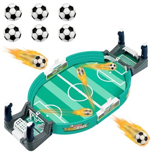 Mini calciatore da tavolo, gioco interattivo di calcio balilla con 6 palloni, portatile, leggero, per feste, calcio balilla, per genitori e bambini [verde