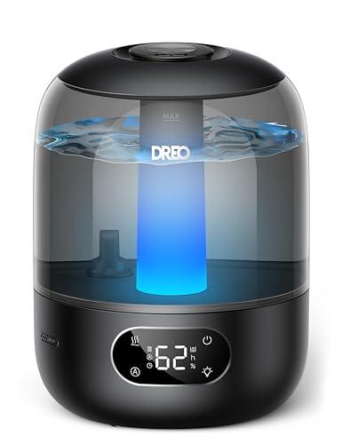 Dreo 3L Umidificatore Ambiente Bambini Silenzioso 26dB, Ultrasuoni Nebbia Fresca, Ugello 360°, 30h Autonomia, Diffusore Oli Essenziali, Luce Ambientale, per Casa e Piante, Nero