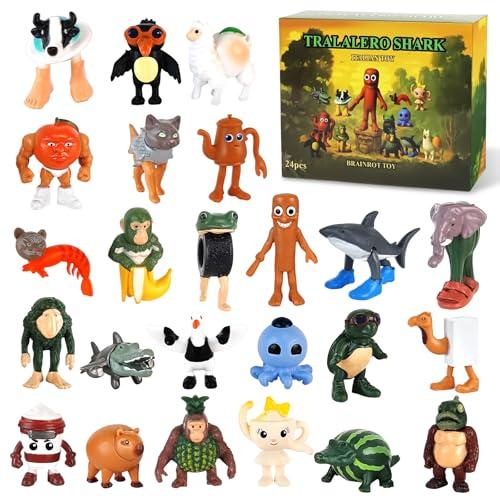 KutaKuta Italian Brainrot, 24 Pezzi Tung Tung Tung Sahur Figures & Tralalero Tralala Toys Figure Set, Creativo Personaggi Brainrot Decorazione da Scrivania per Collezione, Regali per gli Amici