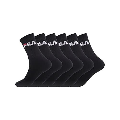 FILA Calzini Uomo Cotone Set di 6 Calze Sportive Uomo, Vestibilità Perfetta e Traspirante, Nero, Taglie 43/46