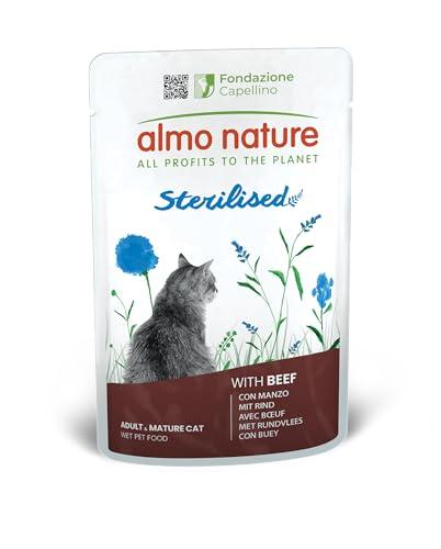Almo Nature Functional - Sterilised - Alimento Umido per Gatti Adulti e Maturi, Sterilizzati o Poco Attivi - con Manzo - Basso Contenuto di Grassi, Idratante - 70g (Confezione da 30)