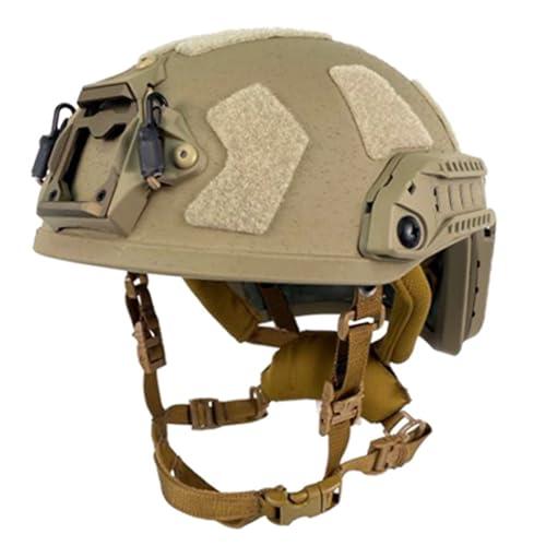WQZXM Casco Antiproiettile Fast SF Style NIJ Livello IV High Cut Fast 7.62 * 51MM Caschi Tattici Militari(Tan,L)