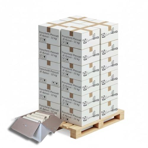 Tronchetti da ardere per camino 50 kg, in legno pressato, 5 cartoni da 10 kg, Senza Additivi, 100% Made in Italy