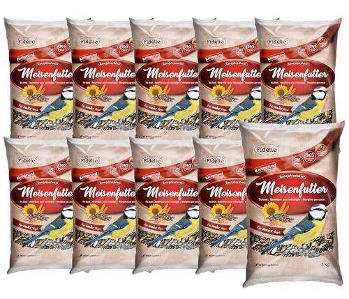 Fidelio Mangime per uccelli selvatici, mangime per cince, mangime energetico per tutte le stagioni, 10 x 1 kg