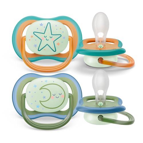 Philips Avent - Ciuccio ultra air Nighttime, senza BPA, traspirante, per bambini dai 18 mesi in su, con scatola per il trasporto e la sterilizzazione (SCF376/23)