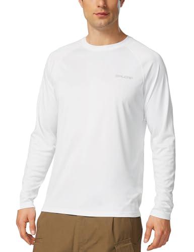 BALEAF Magliette Uomo Maniche Lunghe UPF 50+ Maglia Uomo Lightweight Quick-Dry Nuota Corsa Pesca Ciclismo 1-Bianco L
