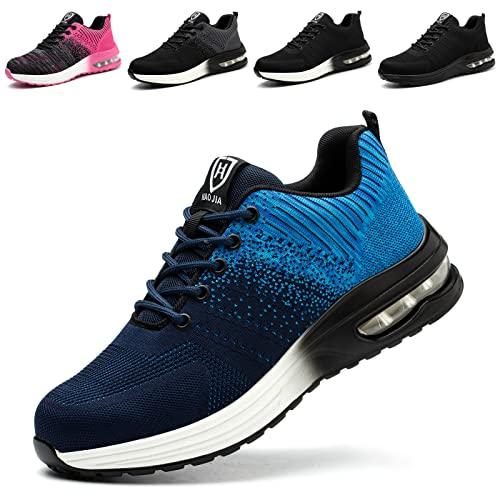 Baofular Scarpe Antinfortunistiche Uomo Donna Leggere Scarpe da Lavoro Comode Scarpe Sicurezza Antiscivolo Traspiranti Blu 43 EU 265