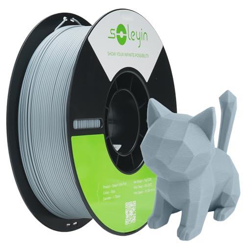 SOLEYIN Filamento PLA 1,75 mm per Stampanti 3D, Filamento Ultra PLA Veloce, 1 kg (2,2 libbre), Precisione Dimensionale +/- 0,02 mm, Alta Velocità 30-300 mm/s(#Grigio)