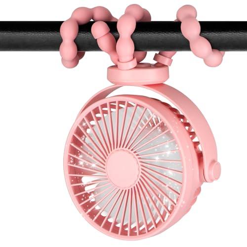 Ventilatore Portatile per Passeggino 5200mAh 40H,Ventilatore USB Rotazione a 360°a 3 Velocità, Mini Ventilatore Ricaricabile