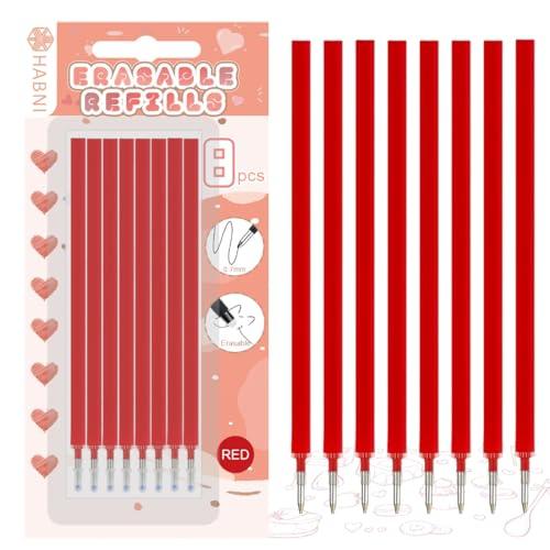 HABNI 8 Pezzi Ricariche Cancellabili Rosso, Compatibili con Legami, Refill Penne Cancellabili Set,Confezione Blister con Cartoncino, Punta Della penna 0,7 mm, Altezza 13 cm, Rosso