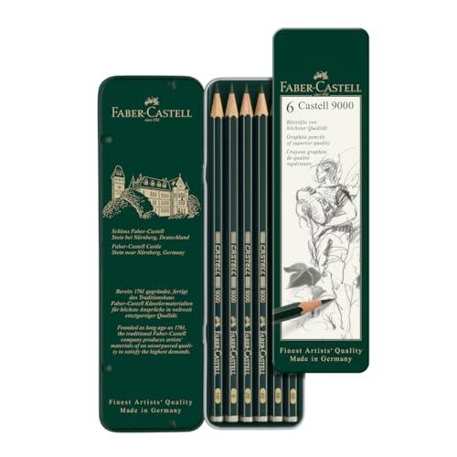 Faber-Castell 119063 Castell 9000 Set di 6 Matite, Gradazioni da Hb a 8B, Matite in Grafite Per Schizzi, Disegno E Scrittura Per Artisti E Hobbisti, Extra Resistenti Alla Rottura