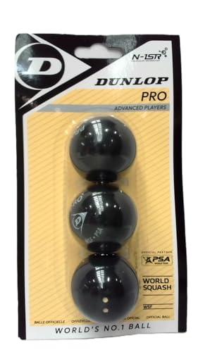 Dunlop Squash Balls Pro Double Yellow, confezione in blister da 3 palline, pallina da squash ufficiale da torneo