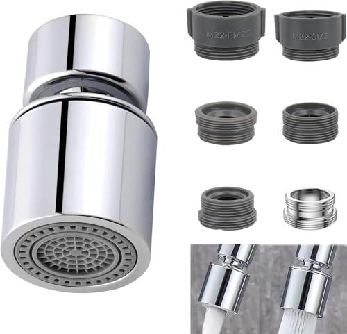 GUOYOU Aeratore Rubinetto, 2 Modalità, Aeratore Per Rubinetto in Acciaio Inox 360° Girevole, Rompigetto Rubinetto con Filettatura Maschio Adattatore Rubinetto, Per lavello da Cucina Bagno