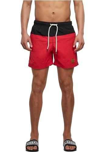 Urban Classics Block Swim Shorts, Pantaloncini da Bagno, Uomo, Blk/Red, 5XL