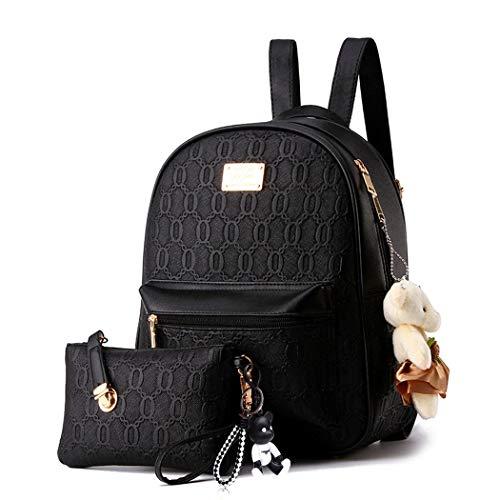 DEERWORD Donna Borse a Zaino Borsa a Zainetto Elegante Tracolla Zaini Firmate Marca Zainetti Antifurto PU pelle 5060 1 pz Nero V3