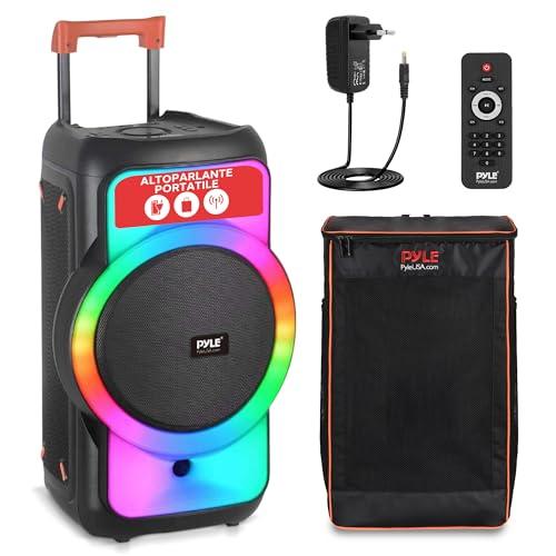 Pyle Cassa Bluetooth Potente 160 Watt, Sistema Stereo Wireless TWS con Bassi Potenti e Alti Chiari, Altoparlante Bluetooth Portatile con Borsa, Treppiede, Radio FM, USB, AUX, Ingressi Mic, 38x30x61cm
