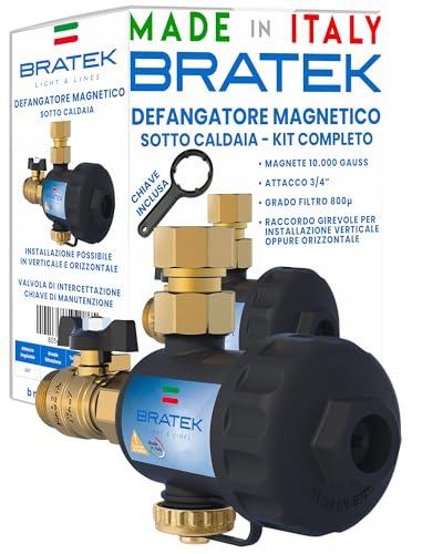 Bratek Defangatore Caldaia - Filtro Caldaia Defangatore Magnetico 10000 Gauss - Kit Salva Caldaia a Condensazione, Trattiene Ruggine, Ferro e Sabbia Fino a 800 µ - Attacchi Ottone 3/4
