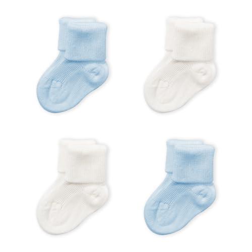 Prisco Calzini Neonato 0-3 Mesi in Cotone Filo di Scozia, Calze Neonatali Maschio o Femmina, Regalo Nascita Bimbo Bimba, 4 Paia (MASCHIO)