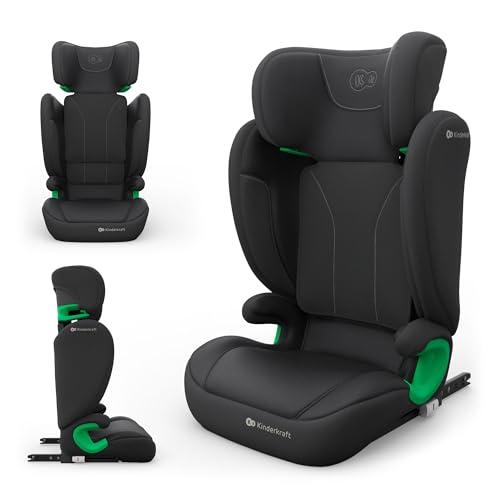 Kinderkraft JUNIOR FIX2 PRO I-SIZE Seggiolino auto 15-36 kg, Gruppo 2-3, 100-150 cm, con Isofix, Poggiatesta regolabile, Sistemi di sicurezza, Leggero Facile da trasportare, Facile da pulire, Nero