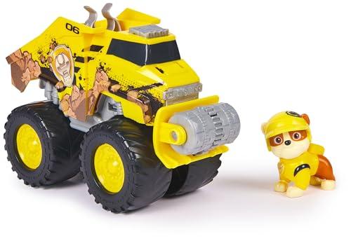 Paw Patrol: Rescue Wheels, Bulldozer di Rubble, Veicolo Giocattolo con Trasformazione e Personaggio Collezionabile, Giocattoli per Bambini e Bambine, 3+ Anni