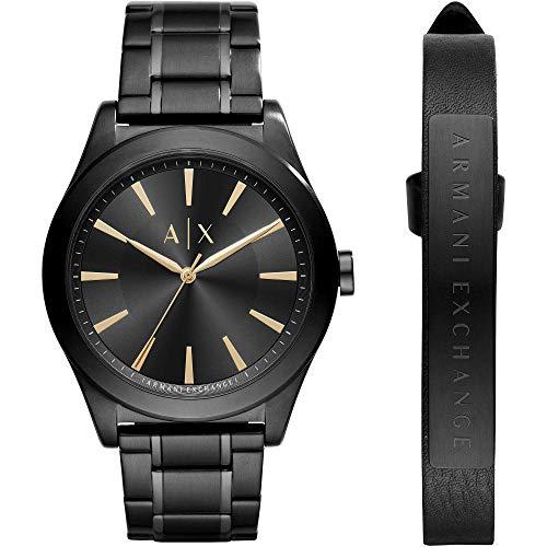 Armani Exchange Orologio per uomo, Movimento al quarzo a tre lancette e cassa da 44 mm con cinturino in acciaio, Set nero e oro