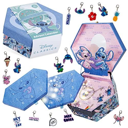 Disney Stitch Calendario Avvento 2025 Bambina Adolescenti Gioielleria o DIY Riempi il Tuo Countdown Natale Calendari Avvento Idee Regalo (Gioielli blu)