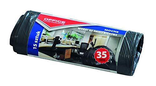 Office Products 22021218-05 - Sacchetti per la Spazzatura da 35 l / 15 Pezzi/in LDPE Resistente agli Strappi, per rifiuti Domestici, Colore: Nero, Spessore della Pellicola: 18 μm