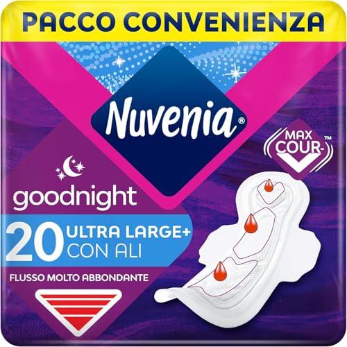 Nuvenia - Assorbente Ultra Notte con Ali - Superficie Traspirante e Assorbenza Rapida - Confezione da 20 Assorbenti