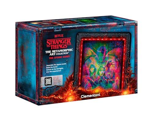 Clementoni - Stranger Things Metamorphic Art Collection - The Upside Down, Quadro Interattivo 520 Pezzi con Cornice e LED RGB, Illustrazione che Cambia con la Luce, Made in Italy, 35155