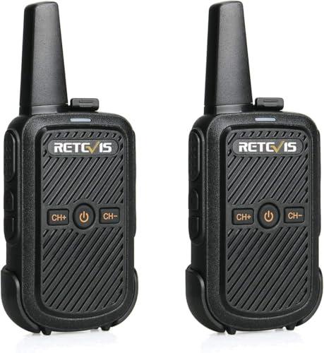Retevis RT15 Walkie Talkie Professionali, Mini Walkie-Talkie Portatile Radioline Lungo Raggio, 3 Bottoni Davanti, USB, Ricaricabile Ricetrasmittenti per Campeggio, All'aperto, Ciclismo (1 Paio, Nero)