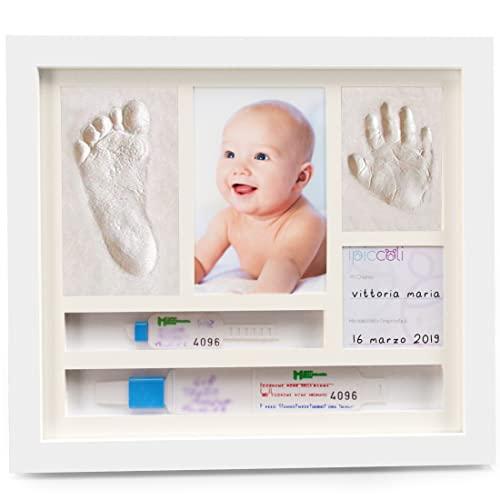 iPiccoli. Cornice Impronte Mani e Piedi Bambino, Regalo di Nascita o Gravidanza, Regalo per Mamme, Nonni e Zii (Grande)